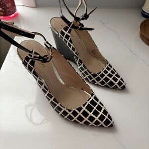 Coach Wedges Black & White Checkered SIZE 5.5 women’s